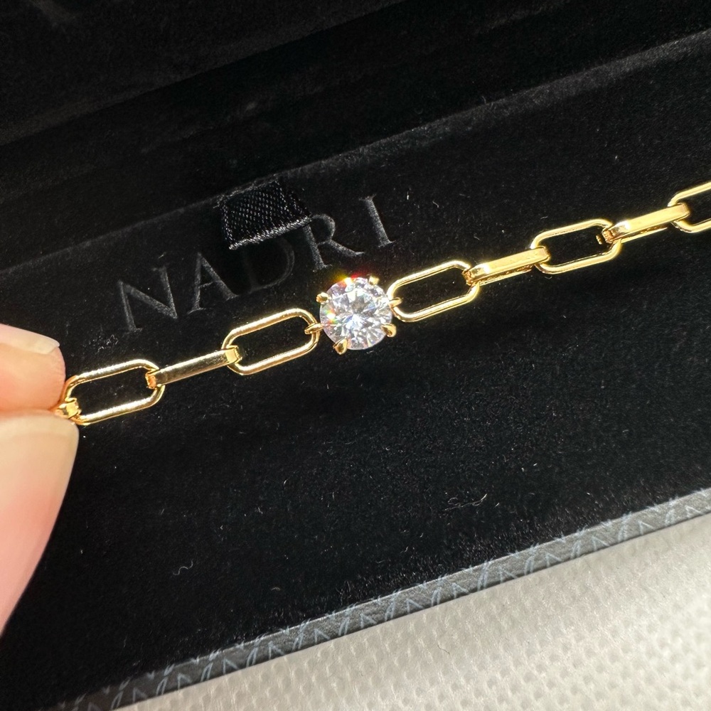 Brand New Gift Bracelet Elegant Nadri Gold Link Bracelet with Crystal Accent